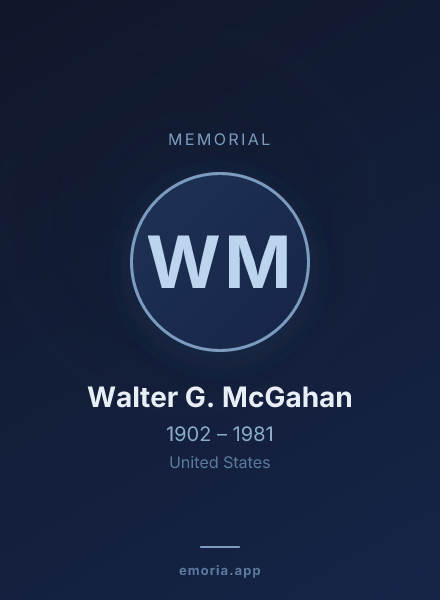 Memorial portrait of Walter G. McGahan