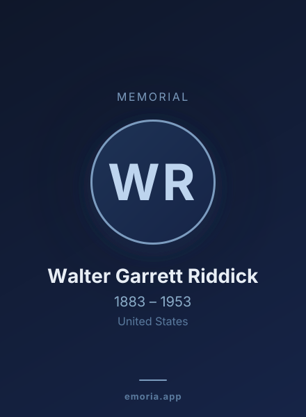 Memorial portrait of Walter Garrett Riddick