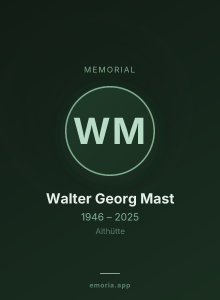 Memorial portrait of Walter Georg Mast