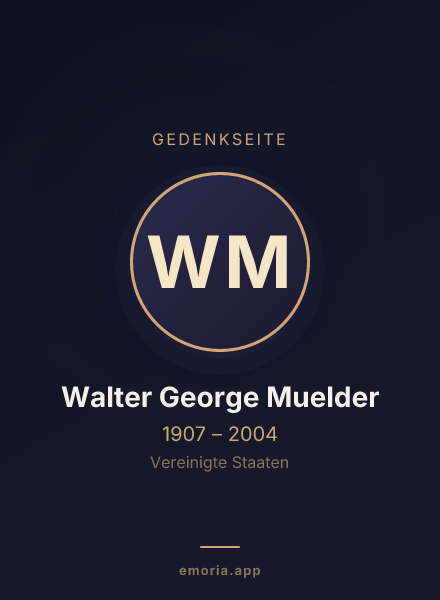 Gedenkportrait von Walter George Muelder