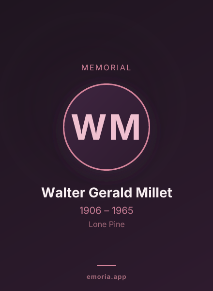 Memorial portrait of Walter Gerald Millet