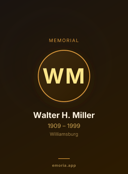 Memorial portrait of Walter H. Miller