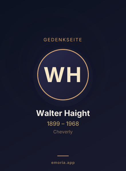 Gedenkportrait von Walter Haight