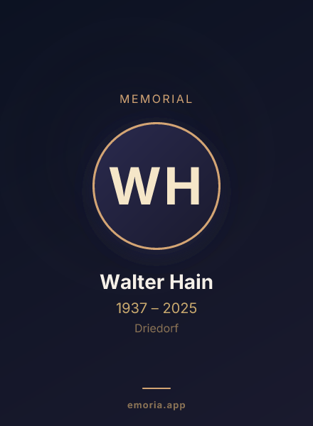 Memorial portrait of Walter Hain