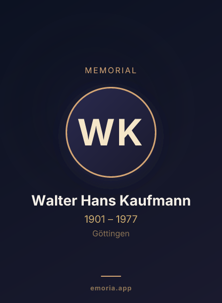 Memorial portrait of Walter Hans Kaufmann