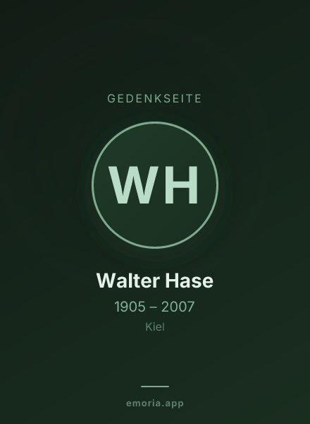 Gedenkportrait von Walter Hase