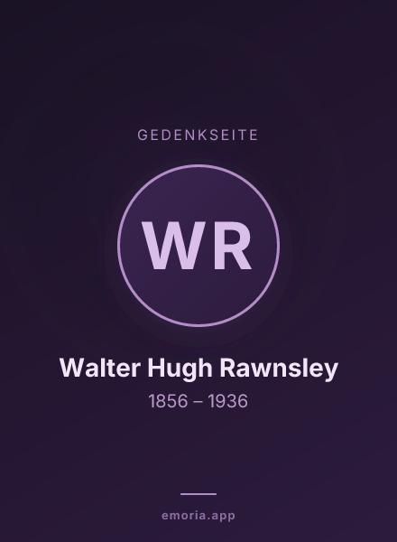 Gedenkportrait von Walter Hugh Rawnsley