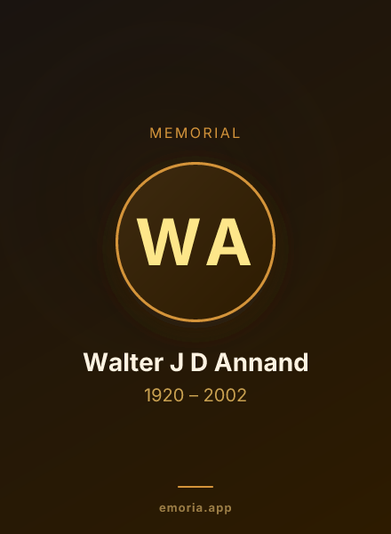 Memorial portrait of Walter J D Annand