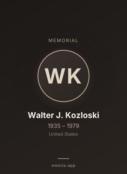 Memorial portrait of Walter J. Kozloski