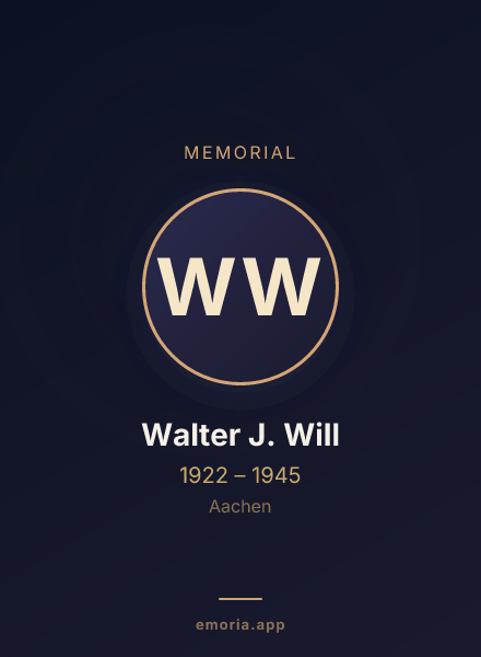 Memorial portrait of Walter J. Will
