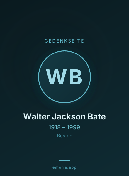 Gedenkportrait von Walter Jackson Bate