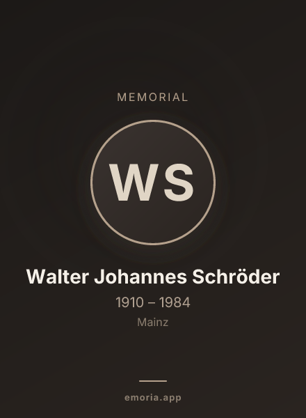 Memorial portrait of Walter Johannes Schröder