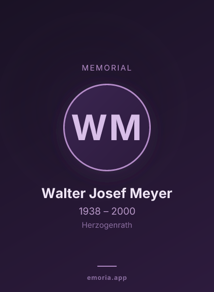 Memorial portrait of Walter Josef Meyer