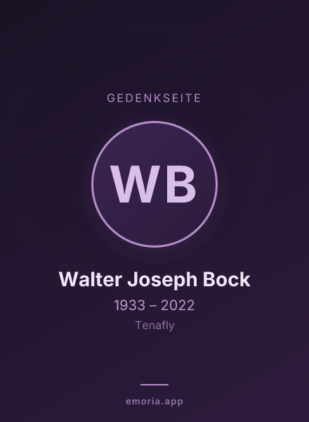 Gedenkportrait von Walter Joseph Bock