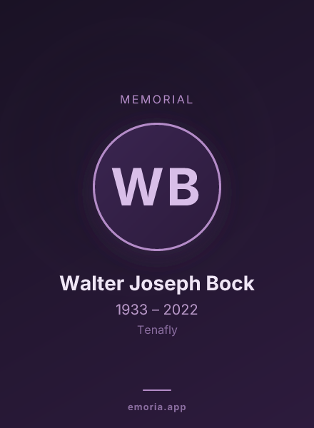 Memorial portrait of Walter Joseph Bock