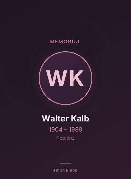 Memorial portrait of Walter Kalb