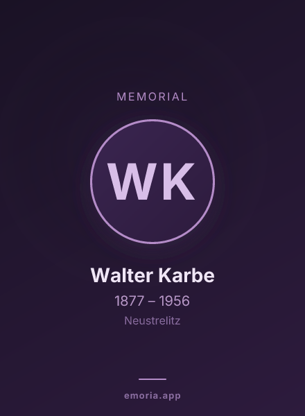 Memorial portrait of Walter Karbe