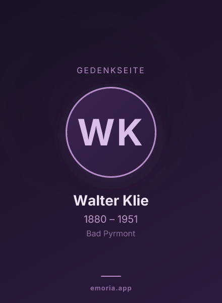 Gedenkportrait von Walter Klie