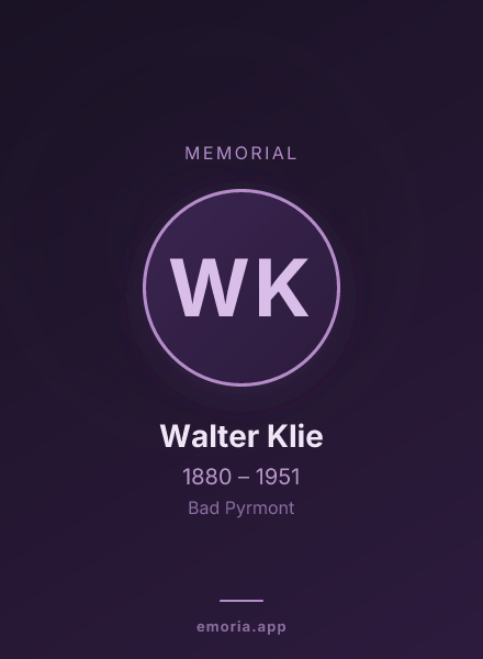 Memorial portrait of Walter Klie