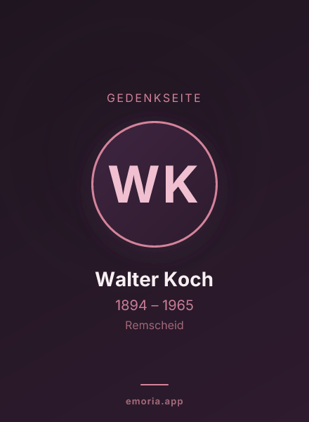 Gedenkportrait von Walter Koch