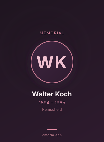 Memorial portrait of Walter Koch