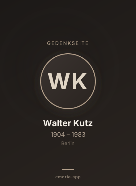 Gedenkportrait von Walter Kutz