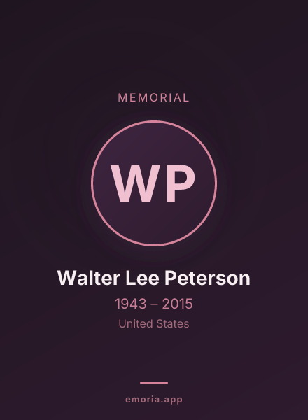 Memorial portrait of Walter Lee Peterson