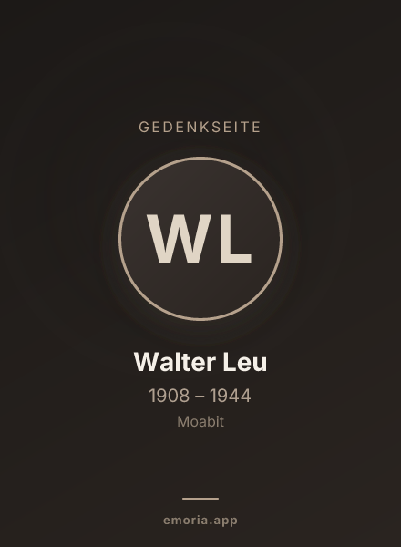 Gedenkportrait von Walter Leu