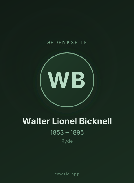 Gedenkportrait von Walter Lionel Bicknell