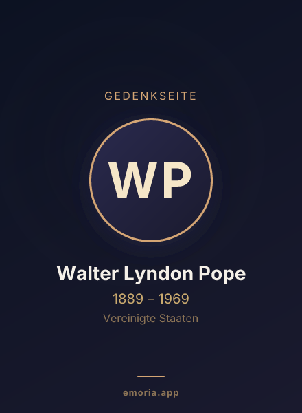 Gedenkportrait von Walter Lyndon Pope