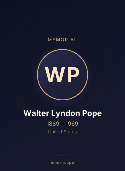 Memorial portrait of Walter Lyndon Pope