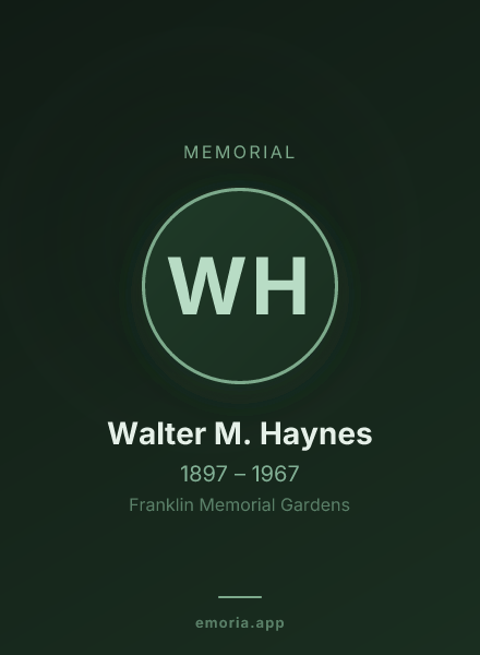Memorial portrait of Walter M. Haynes