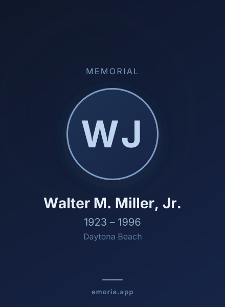 Memorial portrait of Walter M. Miller, Jr.