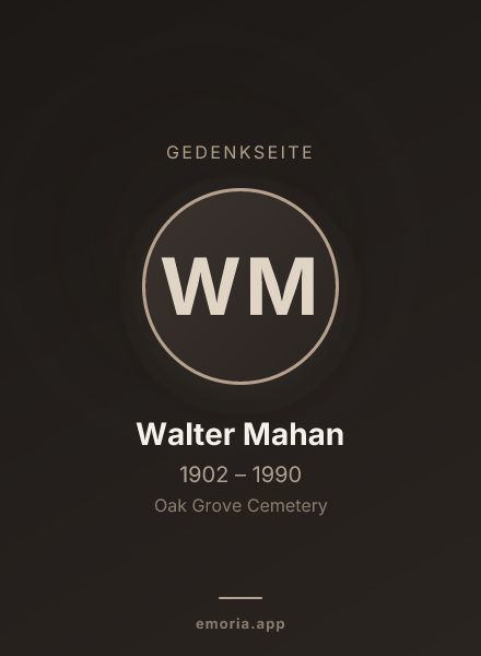 Gedenkportrait von Walter Mahan