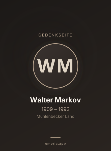 Gedenkportrait von Walter Markov