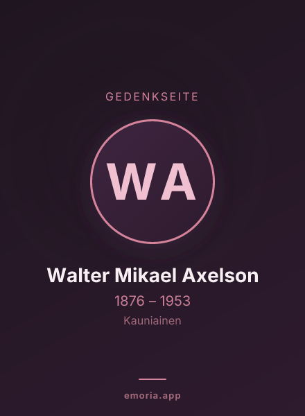 Gedenkportrait von Walter Mikael Axelson