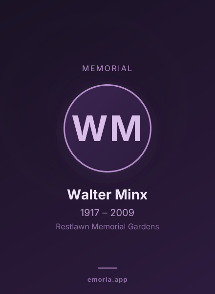 Memorial portrait of Walter Minx
