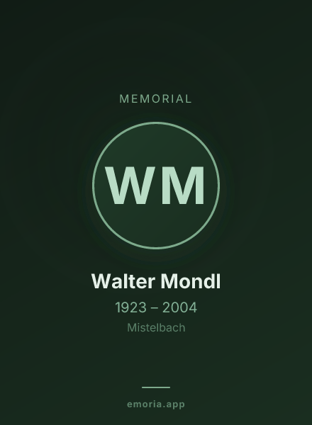 Memorial portrait of Walter Mondl