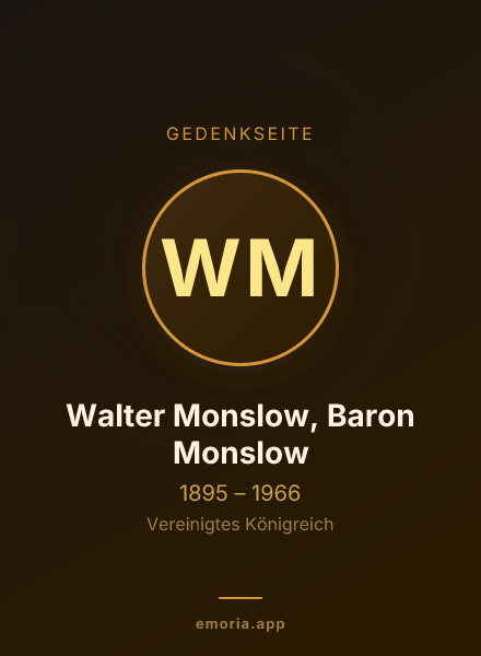 Gedenkportrait von Walter Monslow, Baron Monslow