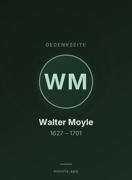 Gedenkportrait von Walter Moyle