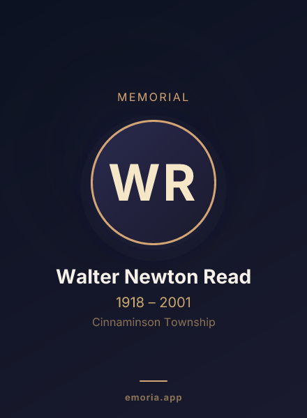 Memorial portrait of Walter Newton Read