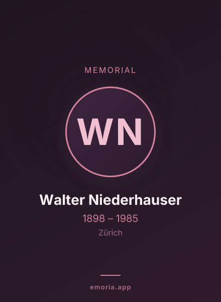 Memorial portrait of Walter Niederhauser