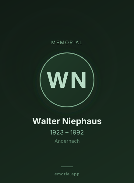 Memorial portrait of Walter Niephaus