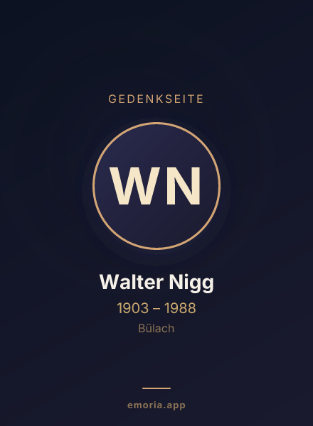 Gedenkportrait von Walter Nigg
