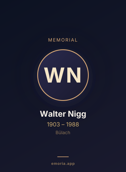 Memorial portrait of Walter Nigg