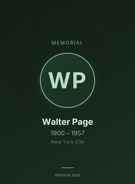 Memorial portrait of Walter Page