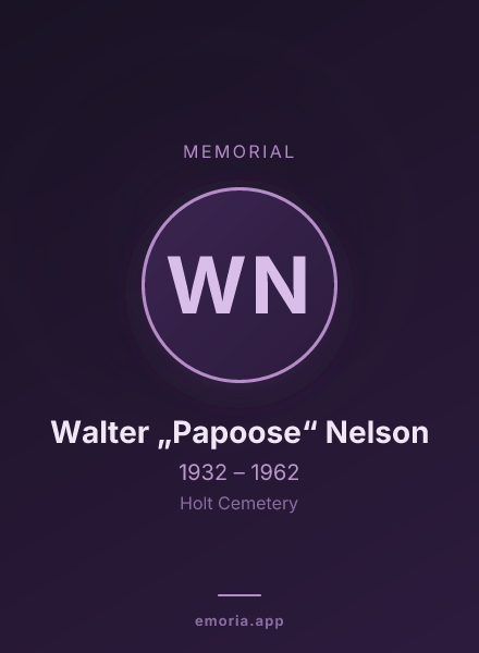 Memorial portrait of Walter „Papoose“ Nelson