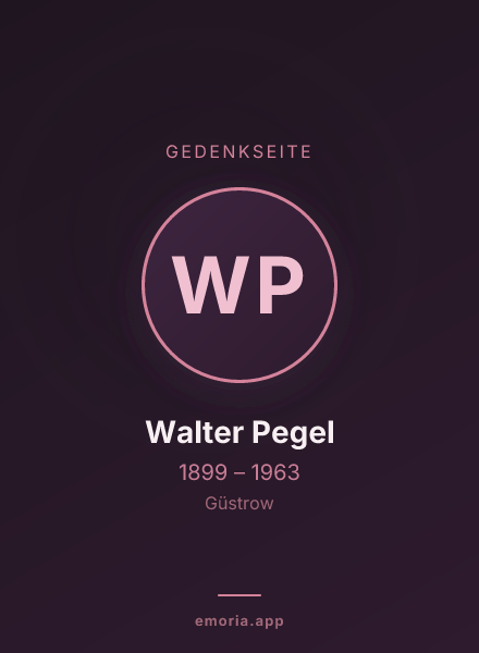 Gedenkportrait von Walter Pegel