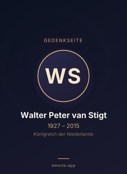 Gedenkportrait von Walter Peter van Stigt