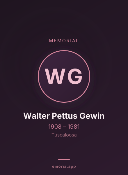 Memorial portrait of Walter Pettus Gewin
